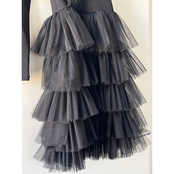 Womans Layered Ruffle TULLE DRESS BLACK -Size EXTRA SMALL - Picture 2 of 8